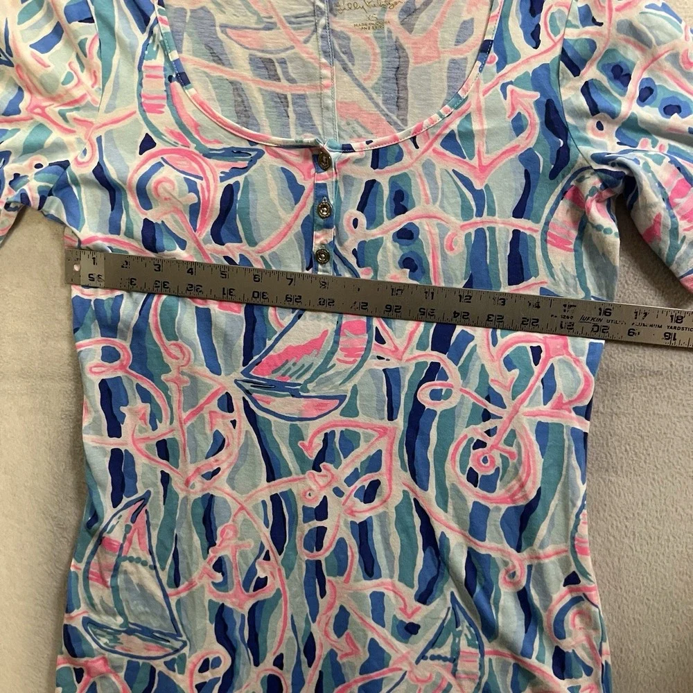 Lilly Pulitzer Gavyn Henley T-Shirt Dress Cotton Jersey Women's Size XS Cotton